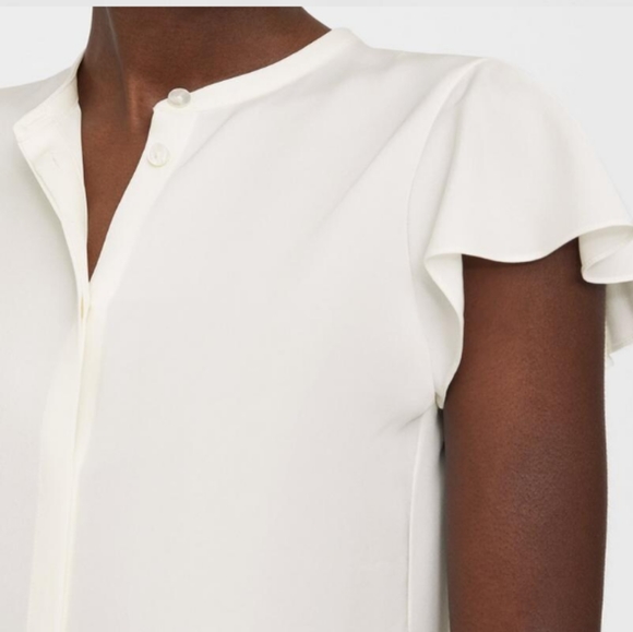 Theory Silk Georgette Ruffle Sleeve Top - Picture 4 of 9